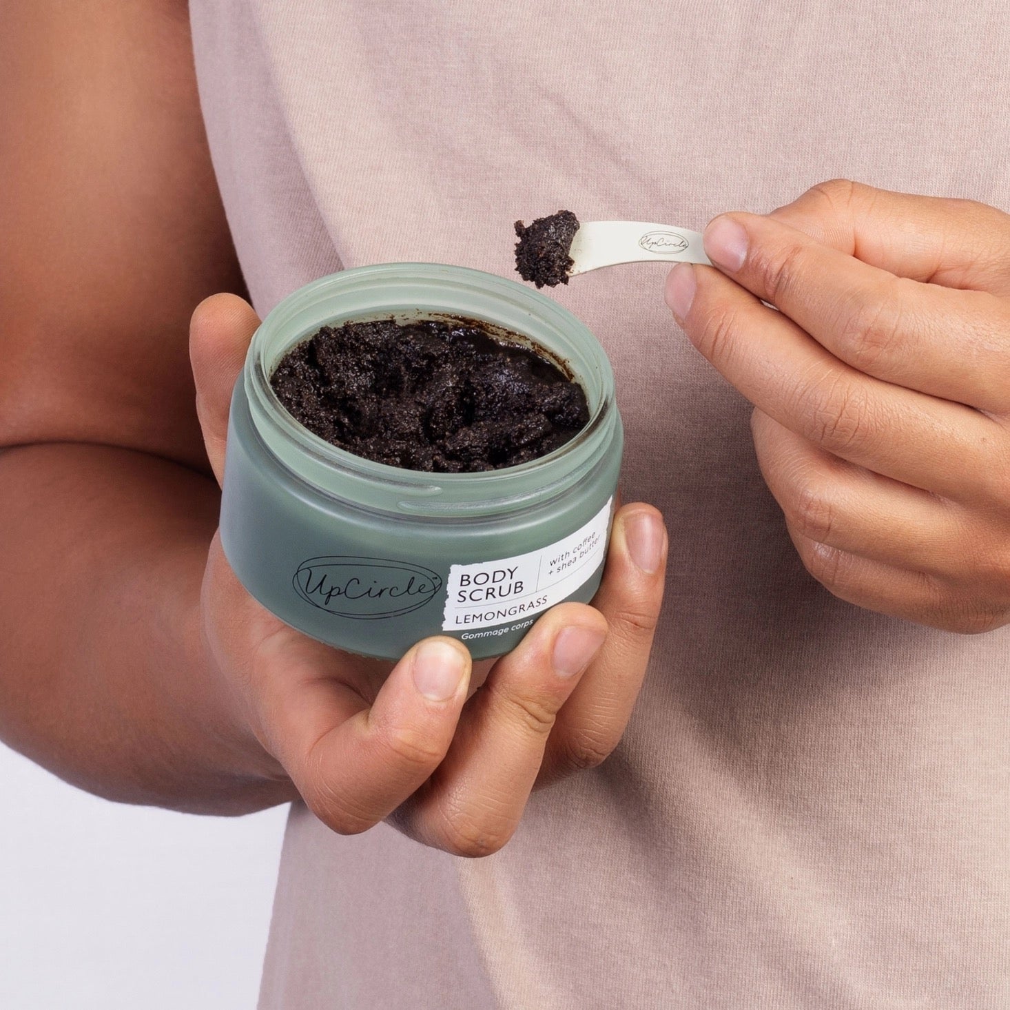 Eco Friendly Lemongrass Body Scrub with Coffee + Shea Butter