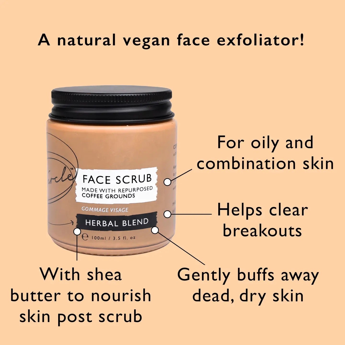 Coffee Face Scrub [Herbal] Vegan Exfoliator