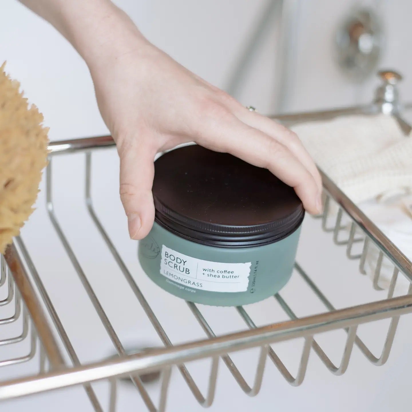 Eco Friendly Lemongrass Body Scrub with Coffee + Shea Butter